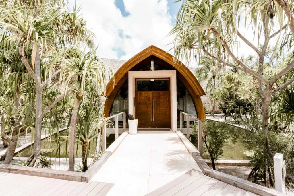 Entrance to our private island retreat's French Polynesian spa